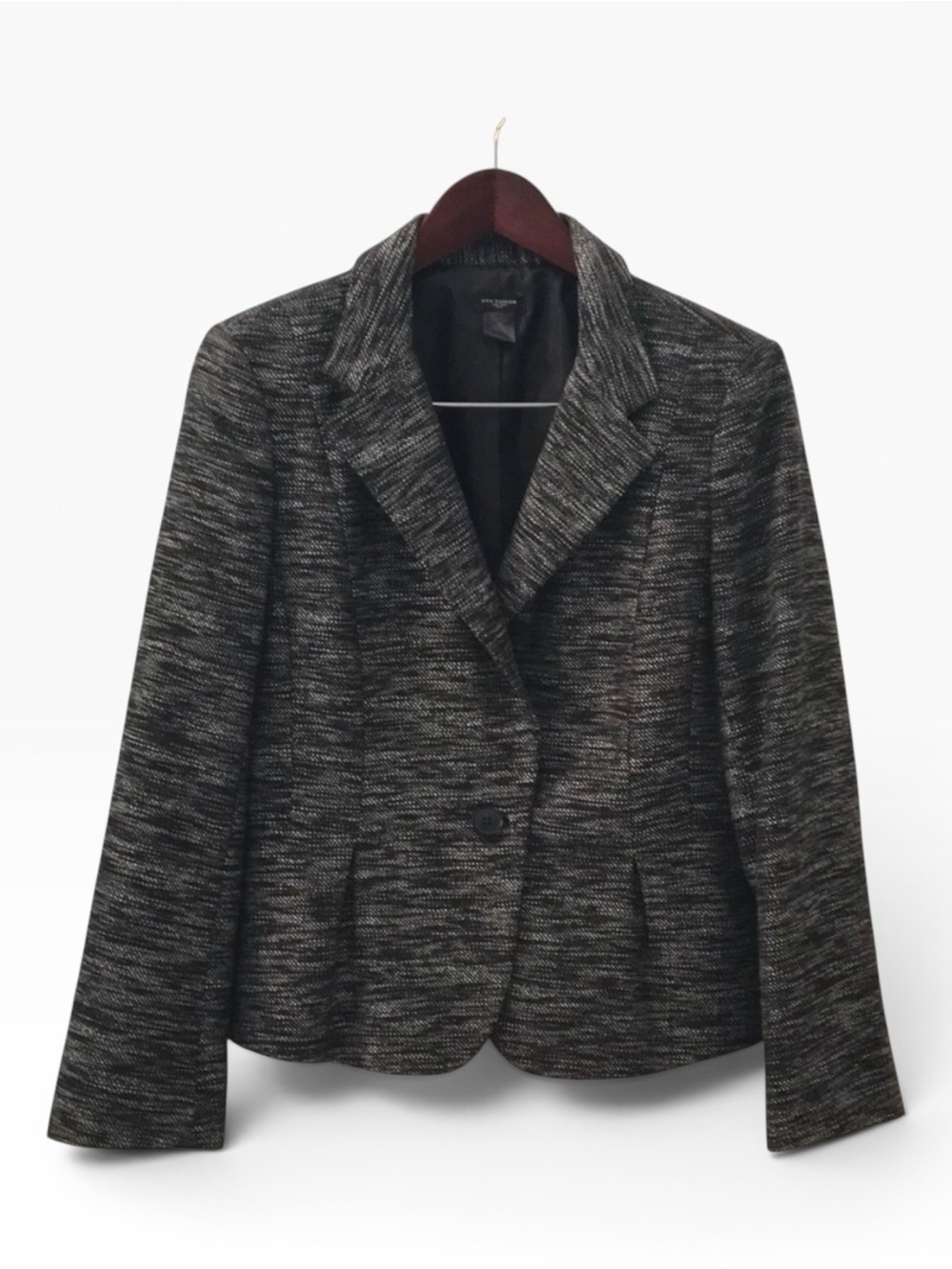 Ann Taylor Black and White Marled Tweed Jacket